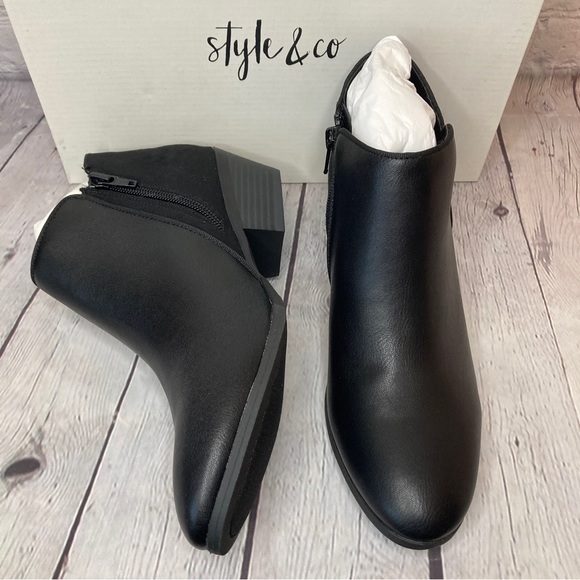 STYLE & CO Wileyy Ankle Booties Black Smooth Microsuede - Picture 7 of 16